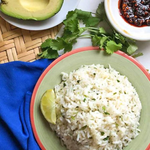 Cilantro lime rice plated.