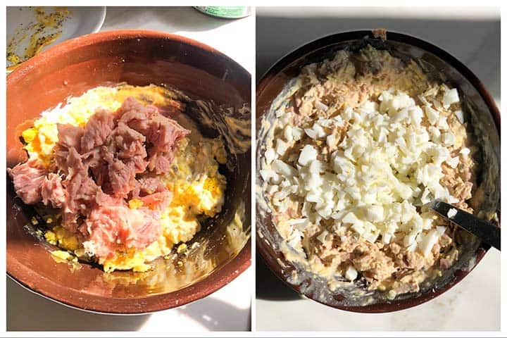 Classic Tuna Process step, combine and add diced egg whites