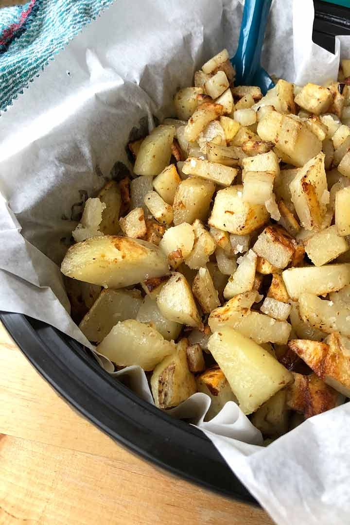 Cooked potatoes.