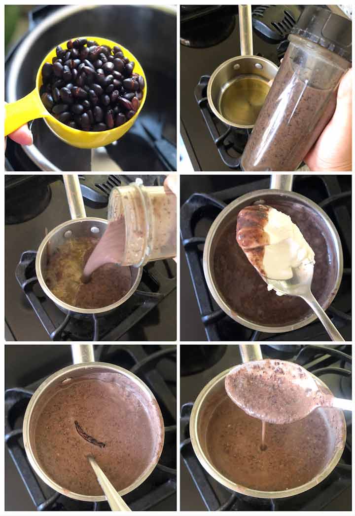 black bean dip recipe process step-by-step photo.