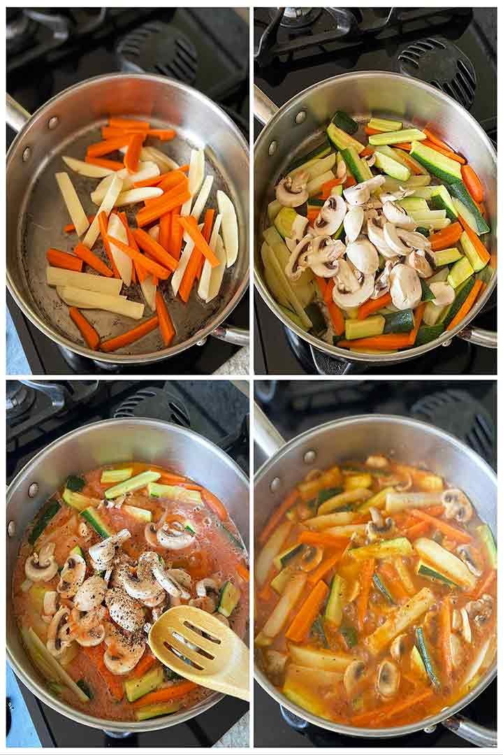 Process steps to make the recipe on the stove.