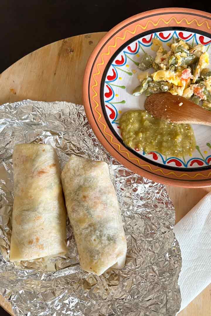 Two Warm fresh made Burritos side by side