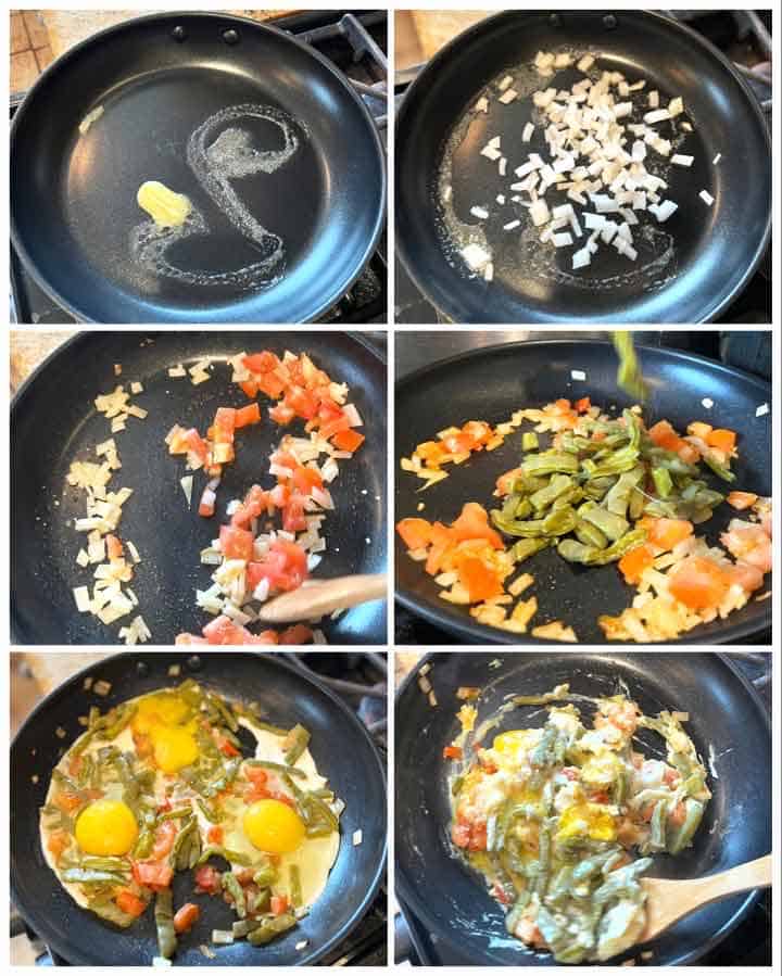 process steps to make Nopales and Eggs