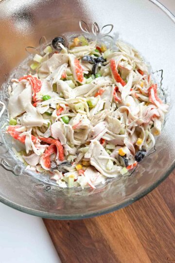 Cold Crab Salad in glass bowl