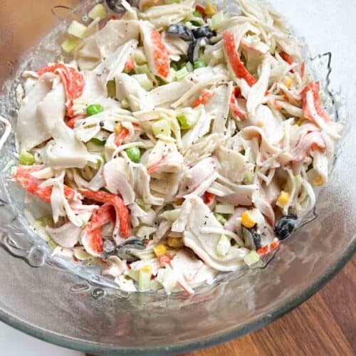 Cold Crab Salad in glass bowl