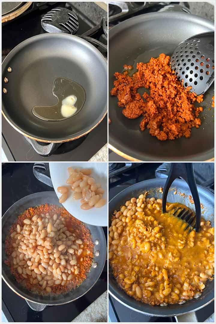 Process steps to make perfect creamy beans.
