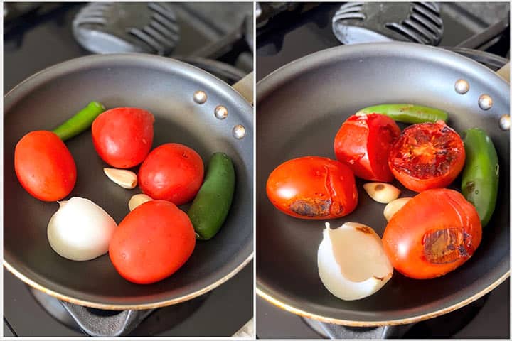 process steps to grill ingredients on pan.