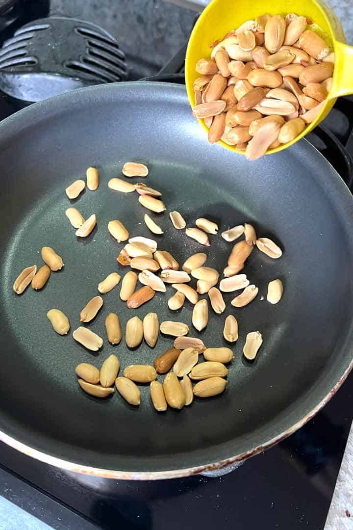 Toasting the fresh peanuts first in a pan.