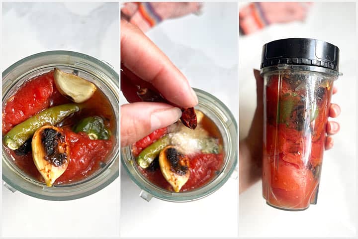 process steps for blending the salsa.