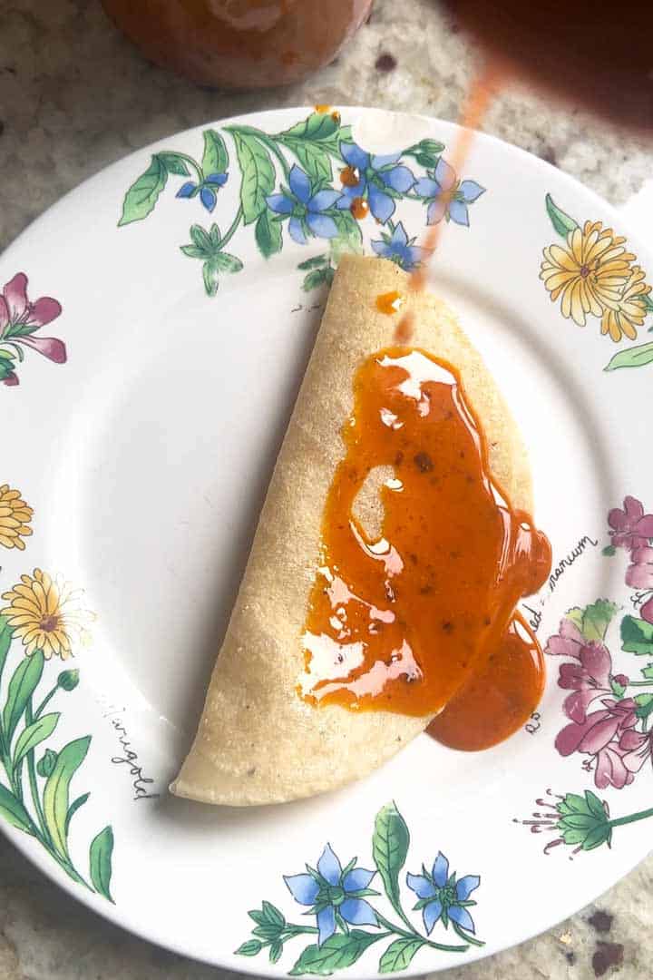 Drizzle-peanut-salsa-ontop-of-quesadillas-and-taco.