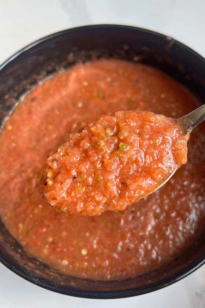 Salsa Ranchera without Cilantro in a bowl.