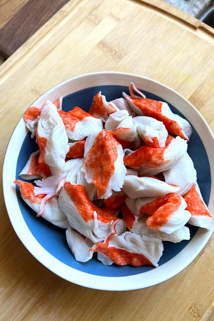 Imitation-Crab-chunks-for-ceviche-crab-recipe-in-a-bowl.