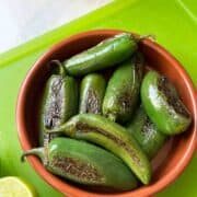 Chiles Toreados or Mexican Blistered spicy peppers.