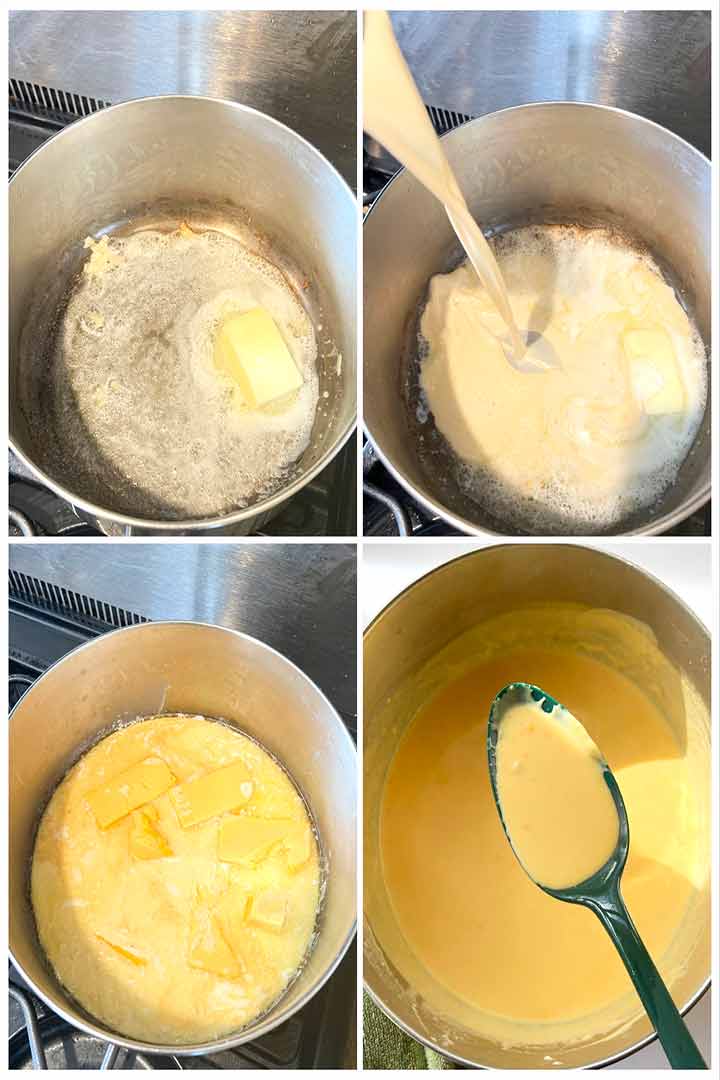 Process steps for cheese sauce from processed american cheddar soft block.