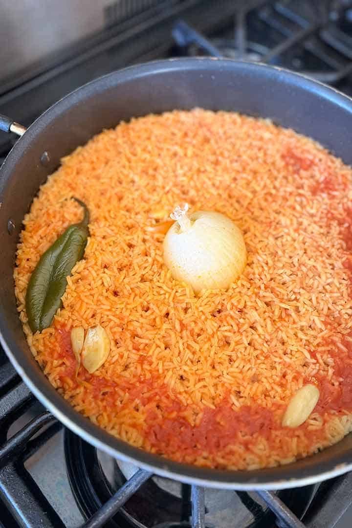 after cooking the tasty rice on the stove.