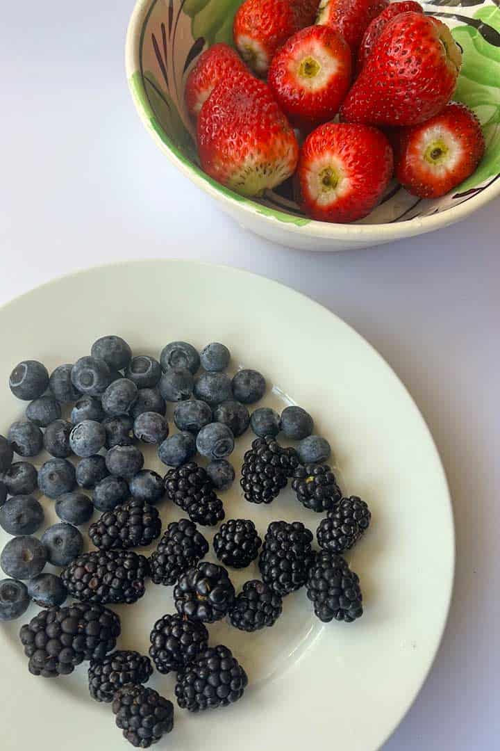 fresh washed and sorted fruit berries for recipe.